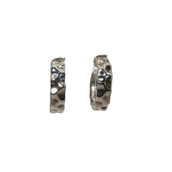 Pandora RARE Liquid Silver Sterling Silver Textured Hoop Earrings 290702 - Picture 1 of 7
